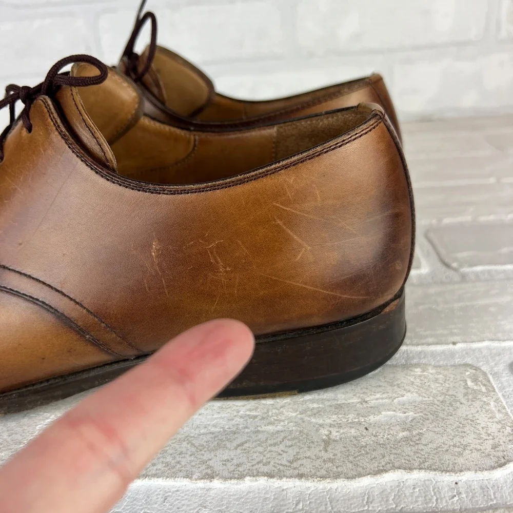Magnanni Dress Shoes Mens 10.5 Brown Leather Basilio Apron Toe Lace Up Business